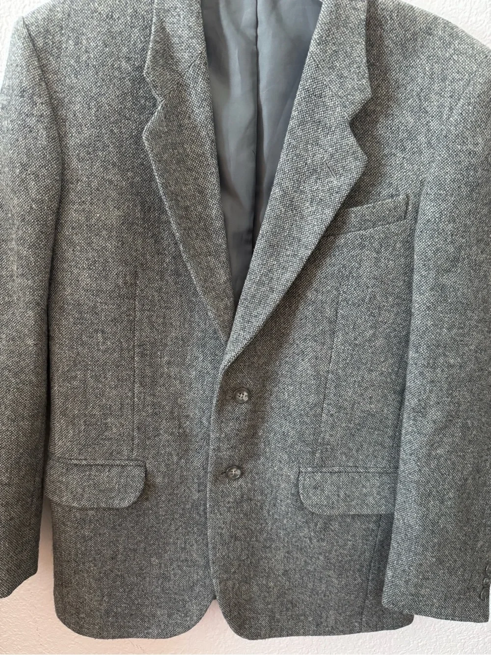 Men's Blue/Gray Tweed Sport Coat - Tailored Herringbone Blazer